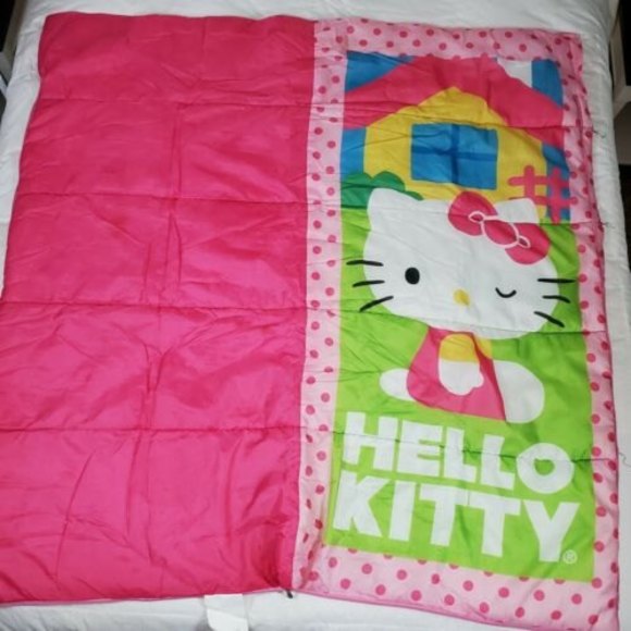 Hello Kitty Youth Girls Sleeping Camping Bag Pink Polka Dots House Sanrio 28x56 - Picture 9 of 10